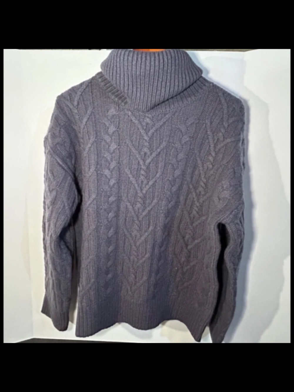 Sandrine Rose xFree People Cableknit Turtleneck Cashmere Blend Sweater Gray Sz M